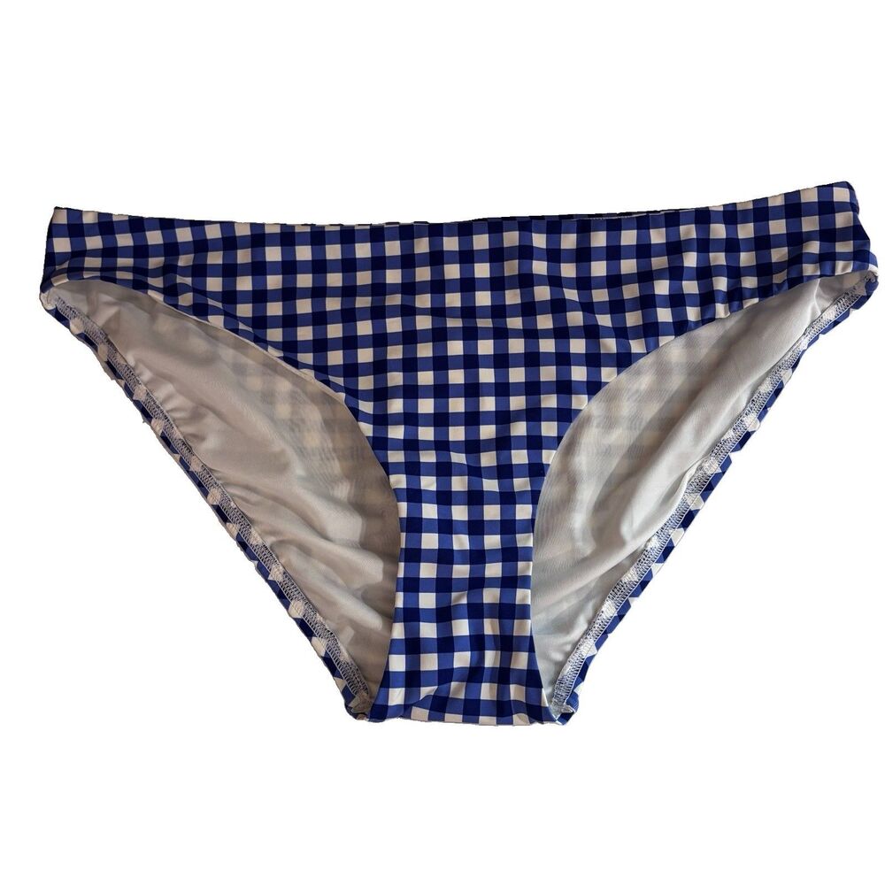 J.McLaughlin Malibu Bikini Bottom Blue Gingham check Size XL New NWT